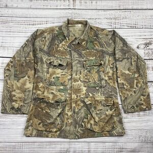 Vintage Advantage 4-Pocket Button Up Camo LS Chore Shirt Jacket Size S Reg BDU